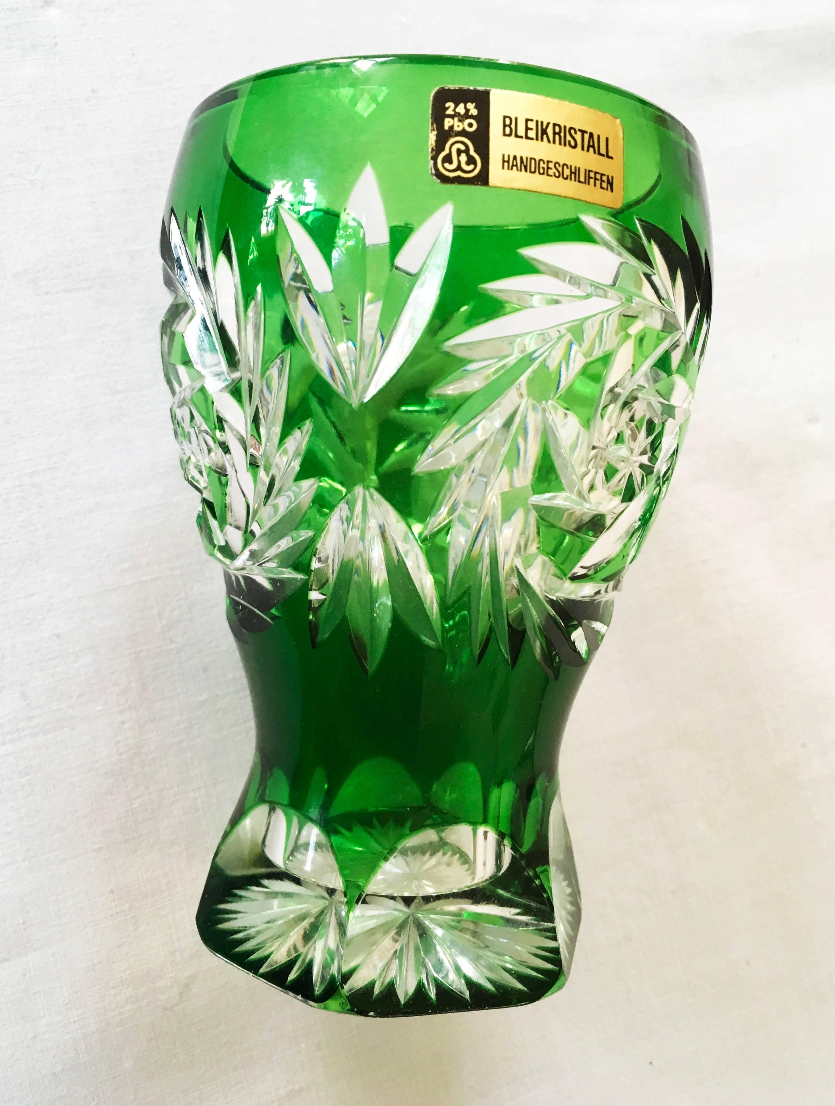 Vintage cut crystal Bohemian vase. Made in the in 1960s.