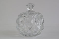 Vintage Bohemian Cut Crystal Sugar Bowl with Lid