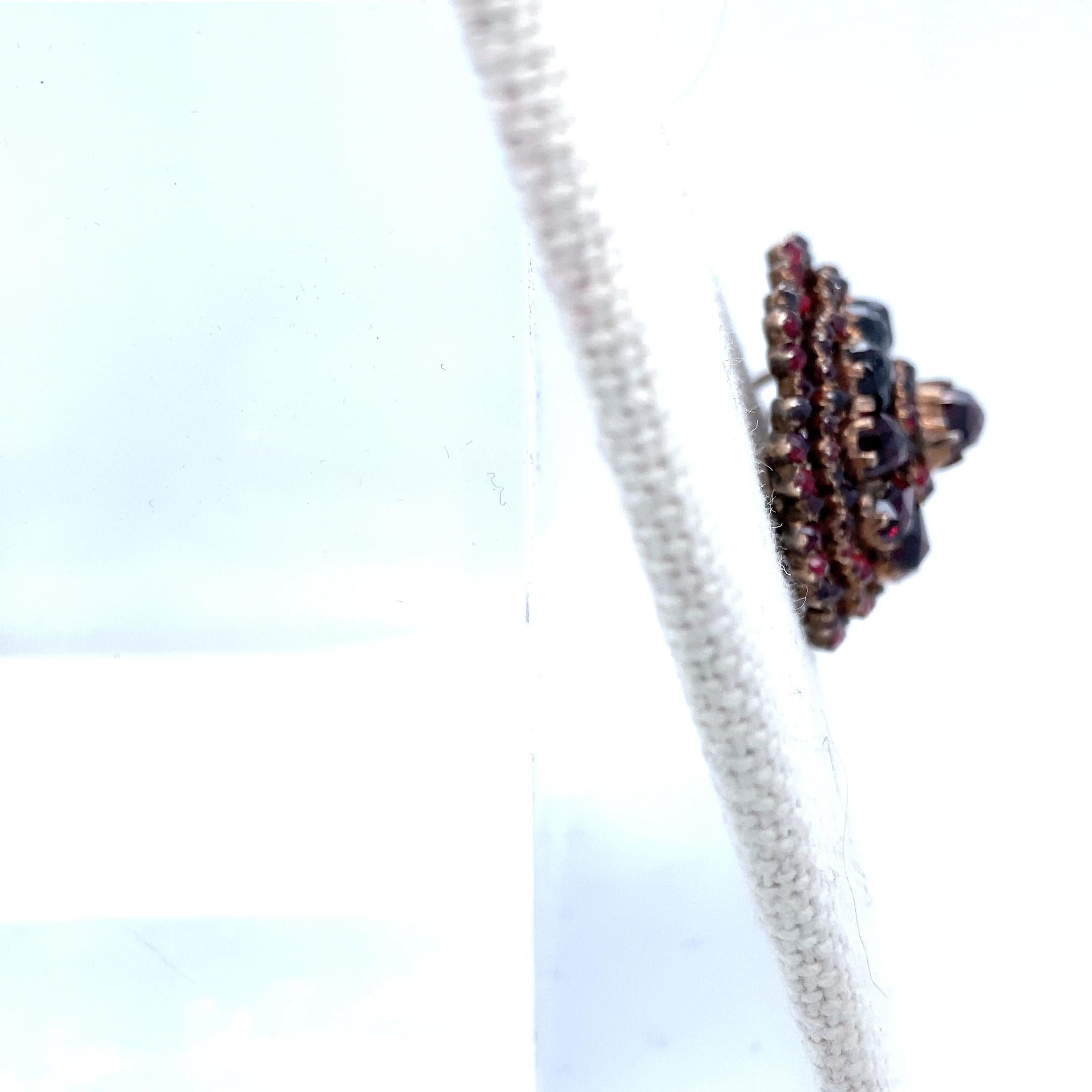 Rose Cut Vintage Bohemian Vermeil Garnet Brooch