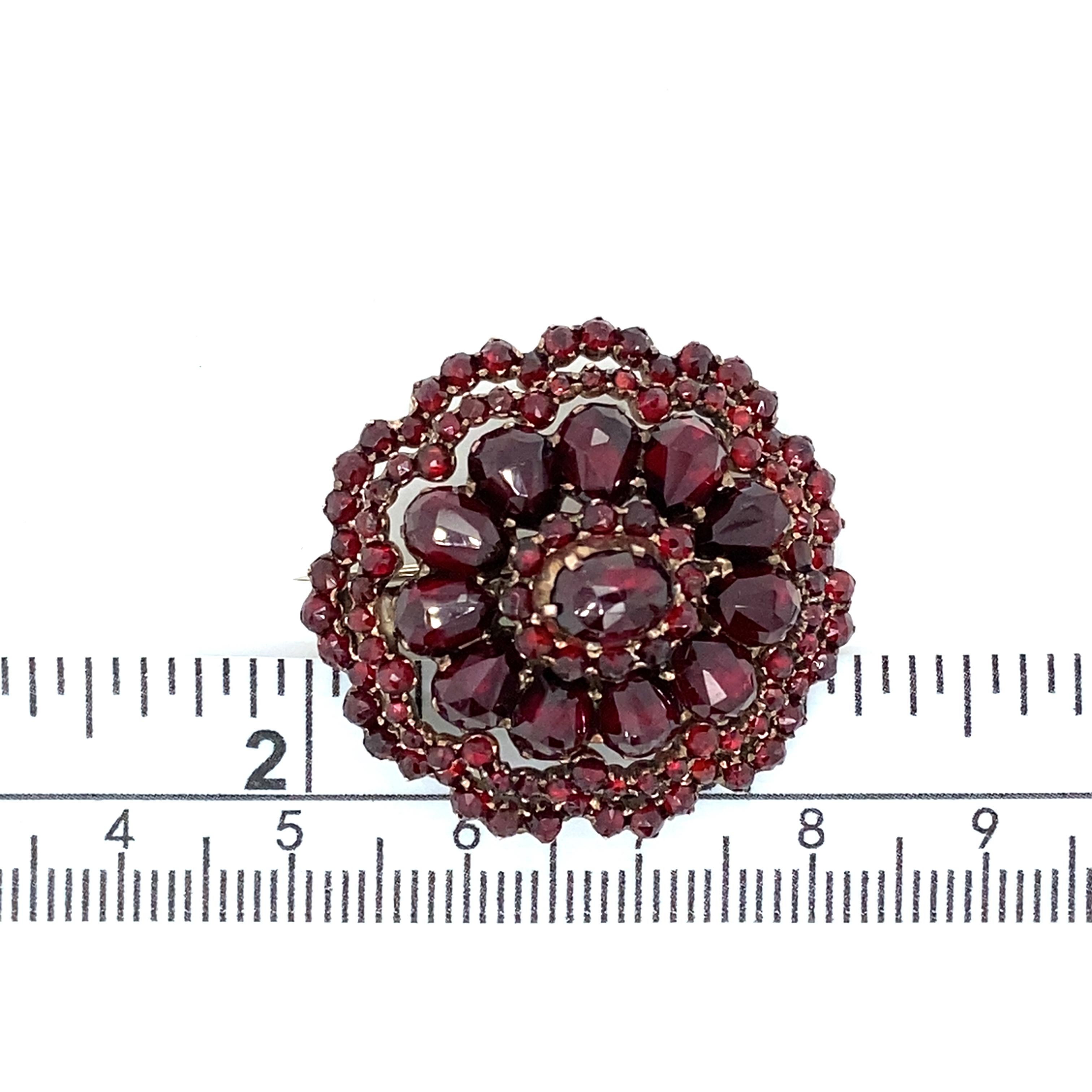 Women's or Men's Vintage Bohemian Vermeil Garnet Brooch