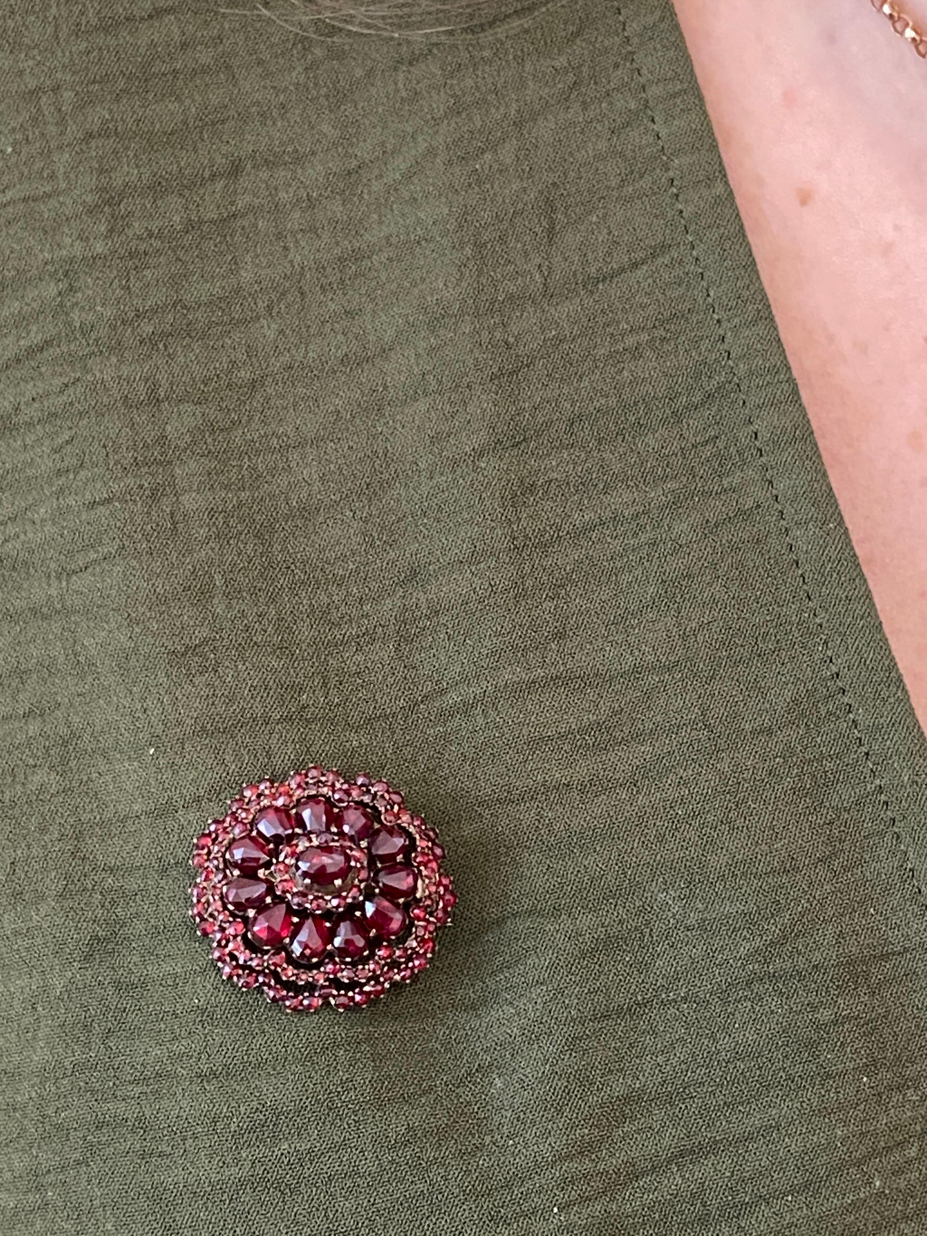 Vintage Bohemian Vermeil Garnet Brooch 3