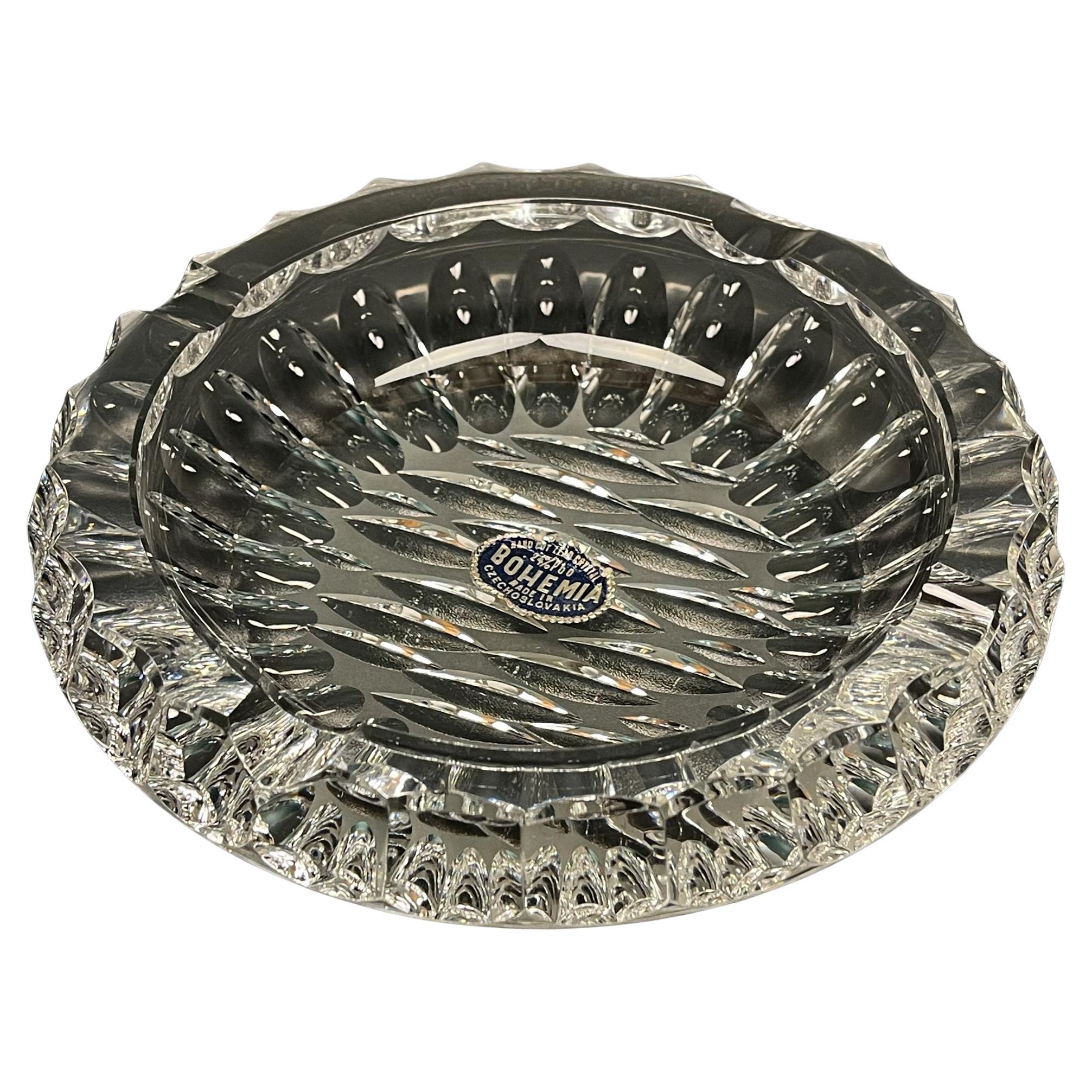 Vintage Bohemian glass ashtray by Bohemia Crystal, Czechoslovakia, 1970s
