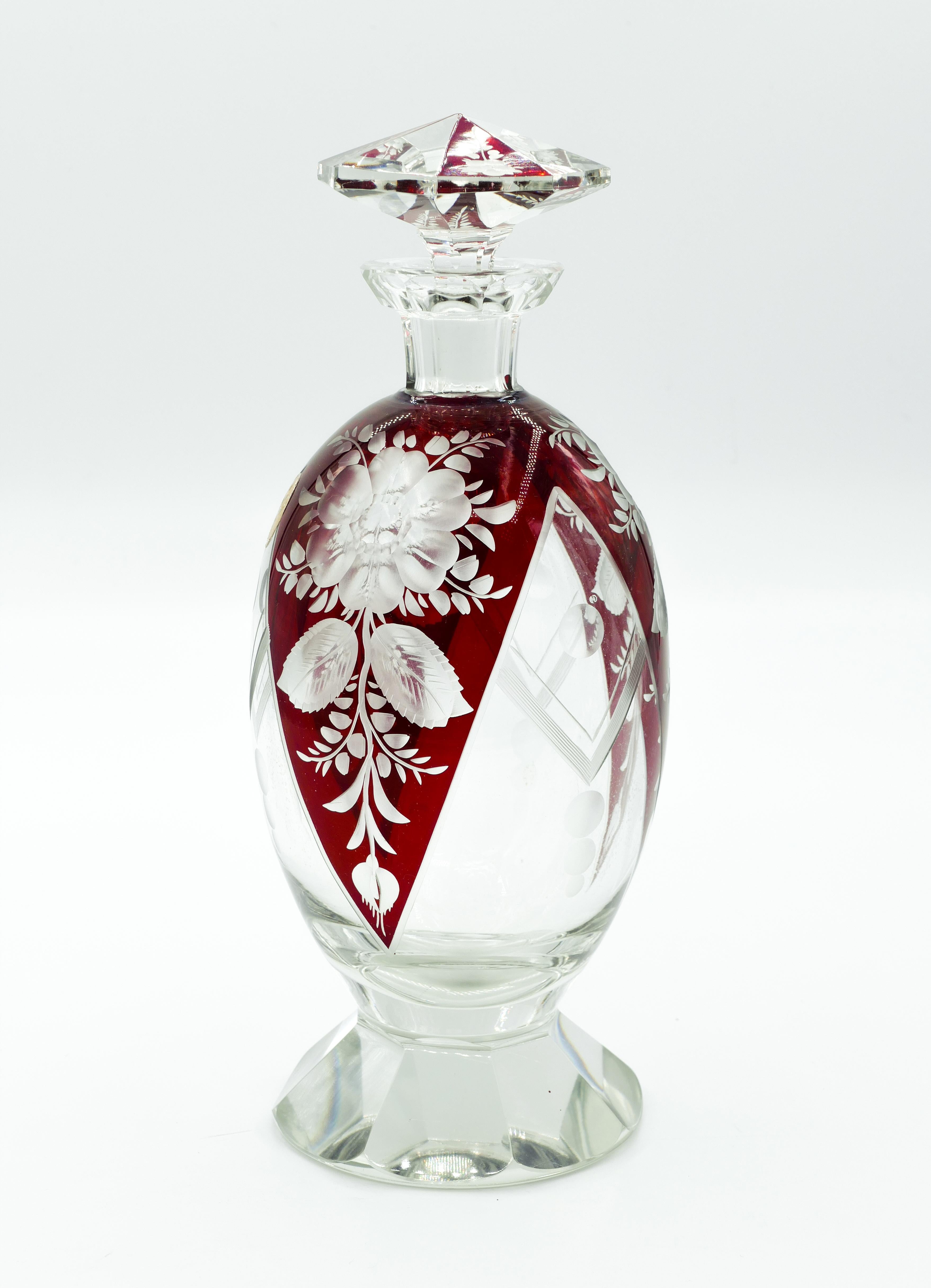 Czech Vintage Bohemian Glass Carafe, Second Half 20th Century For Sale