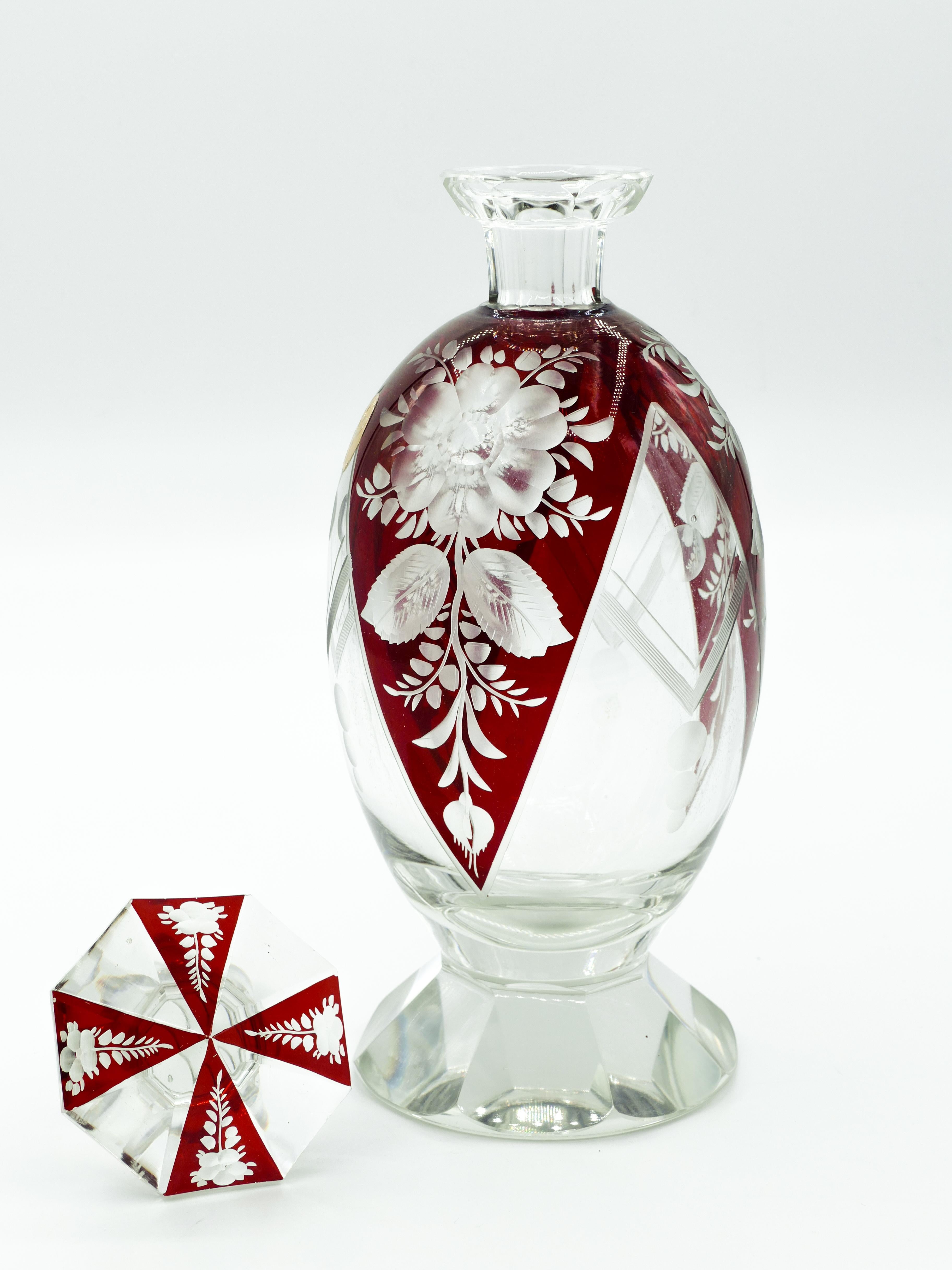 Vintage Bohemian Glass Carafe, Second Half 20th Century In Good Condition For Sale In Roma, IT
