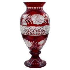 Vintage Bohemian Glass Vase, Half of 1900