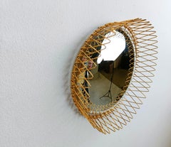 Vintage Bohemian golden sunburst mirror, 1960s