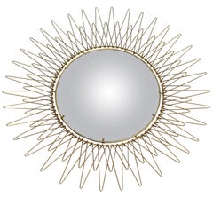 Vintage Bohemian Golden Sunburst Mirror, 1960s