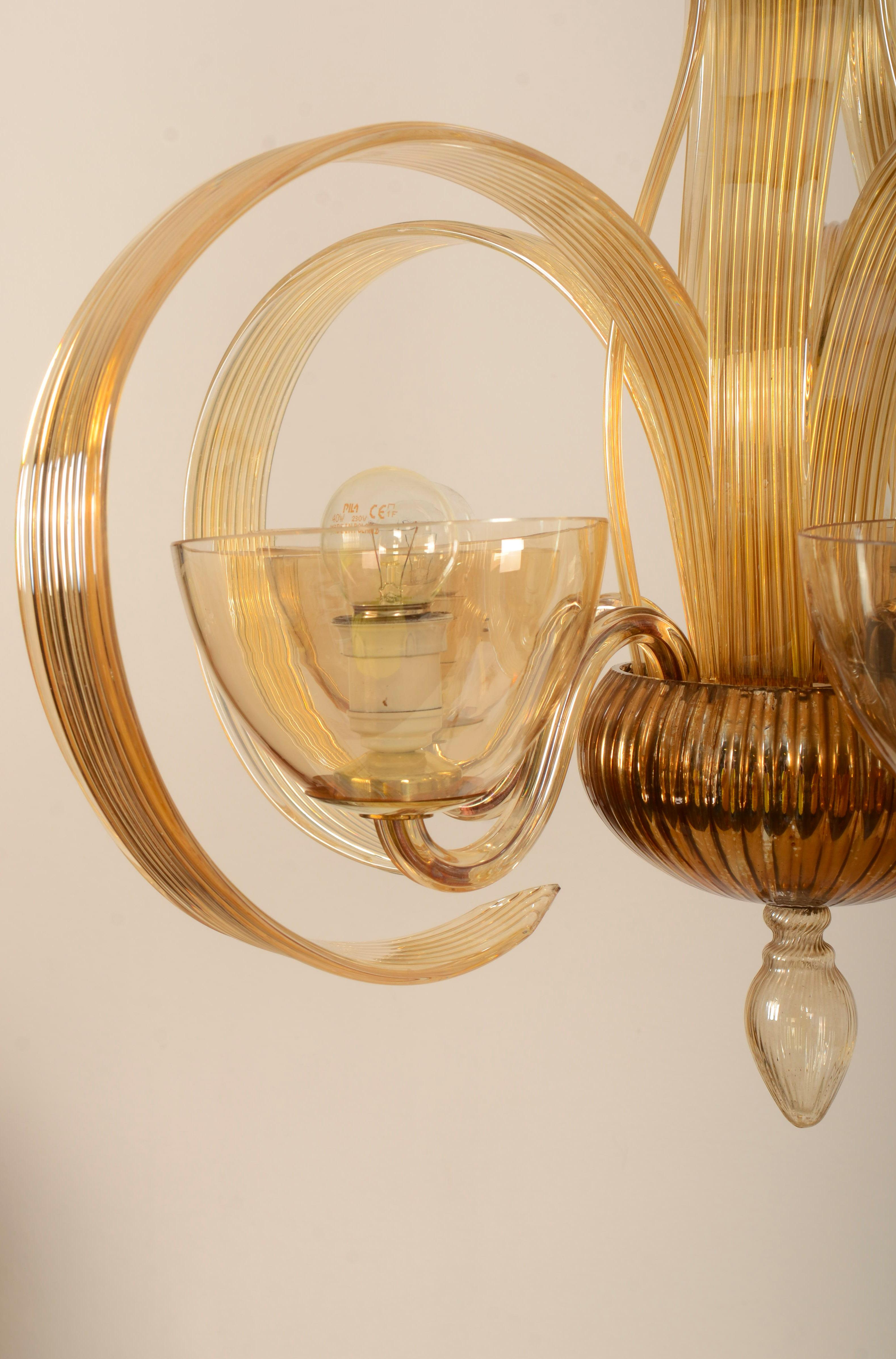 Vintage Bohemian Hand Blown Glass Chandelier In Good Condition For Sale In Vienna, AT