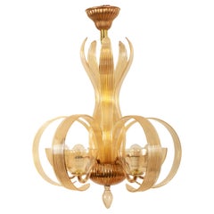 Vintage Bohemian Hand Blown Glass Chandelier