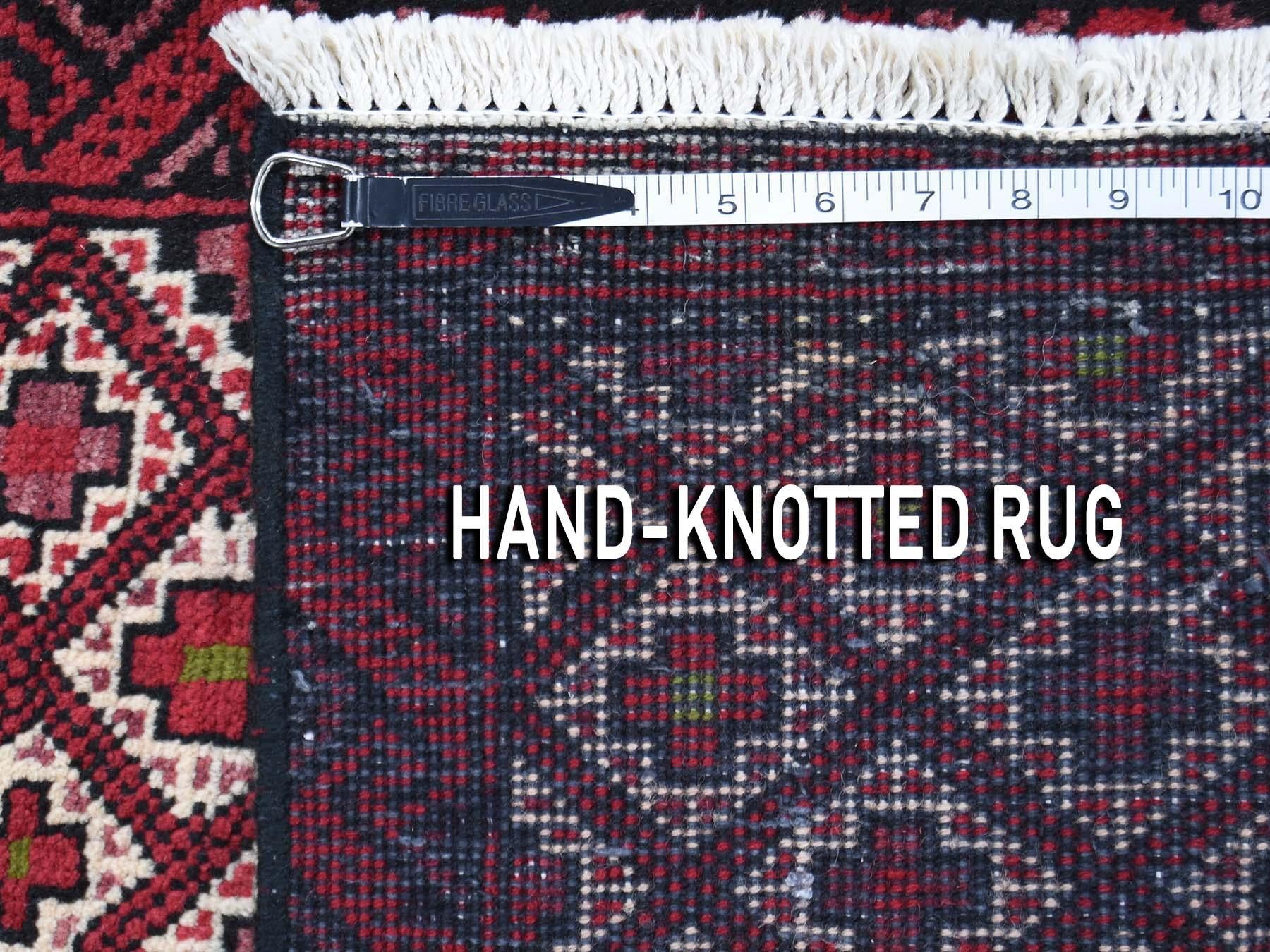 Wool Vintage Bohemian Ivory Persian Hamadan Narrow Runner Hand Knotted Oriental Rug