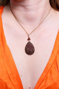 Vintage Bohemian Large Red Garnet Pear Shaped Pendant