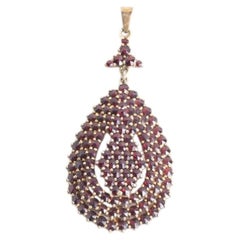 Vintage Bohemian Large Red Garnet Pear Shaped Pendant
