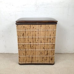 Vintage Bohemian Laundry Basket with Natural Cane Wrap