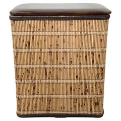 Vintage Bohemian Laundry Basket with Natural Cane Wrap