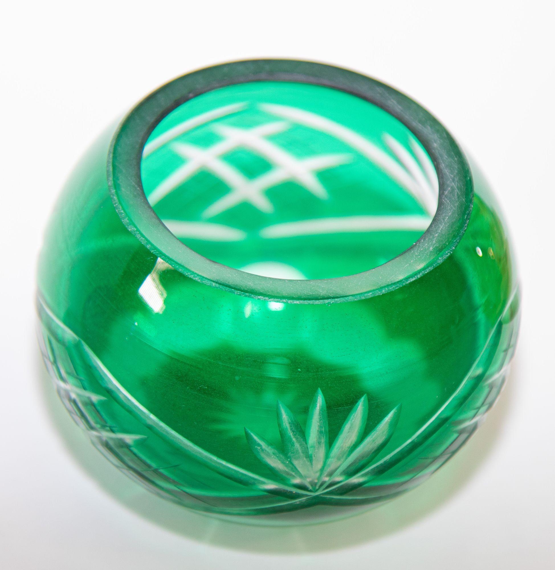 Vintage Bohemian Multicolor Cut to Clear Crystal Votive Candle Holder