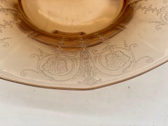 Vintage Bohemian Peach Intaglio Glass Fruit Bowl, Circa 1930