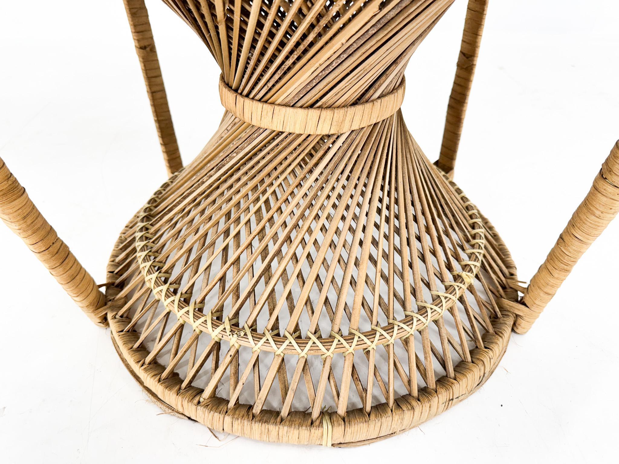 Vintage Bohemian Peacock Wicker Chair For Sale 8