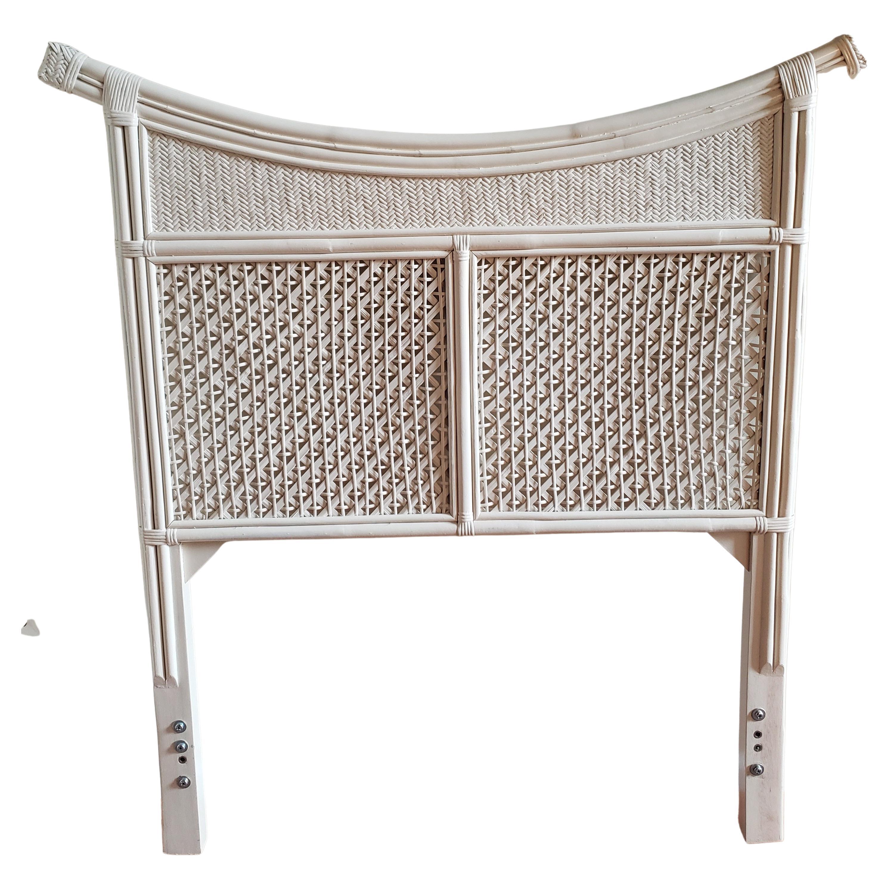 Vintage Bohemian Rattan and Wicker Twin Headboards, Circa 1970s, a Pair