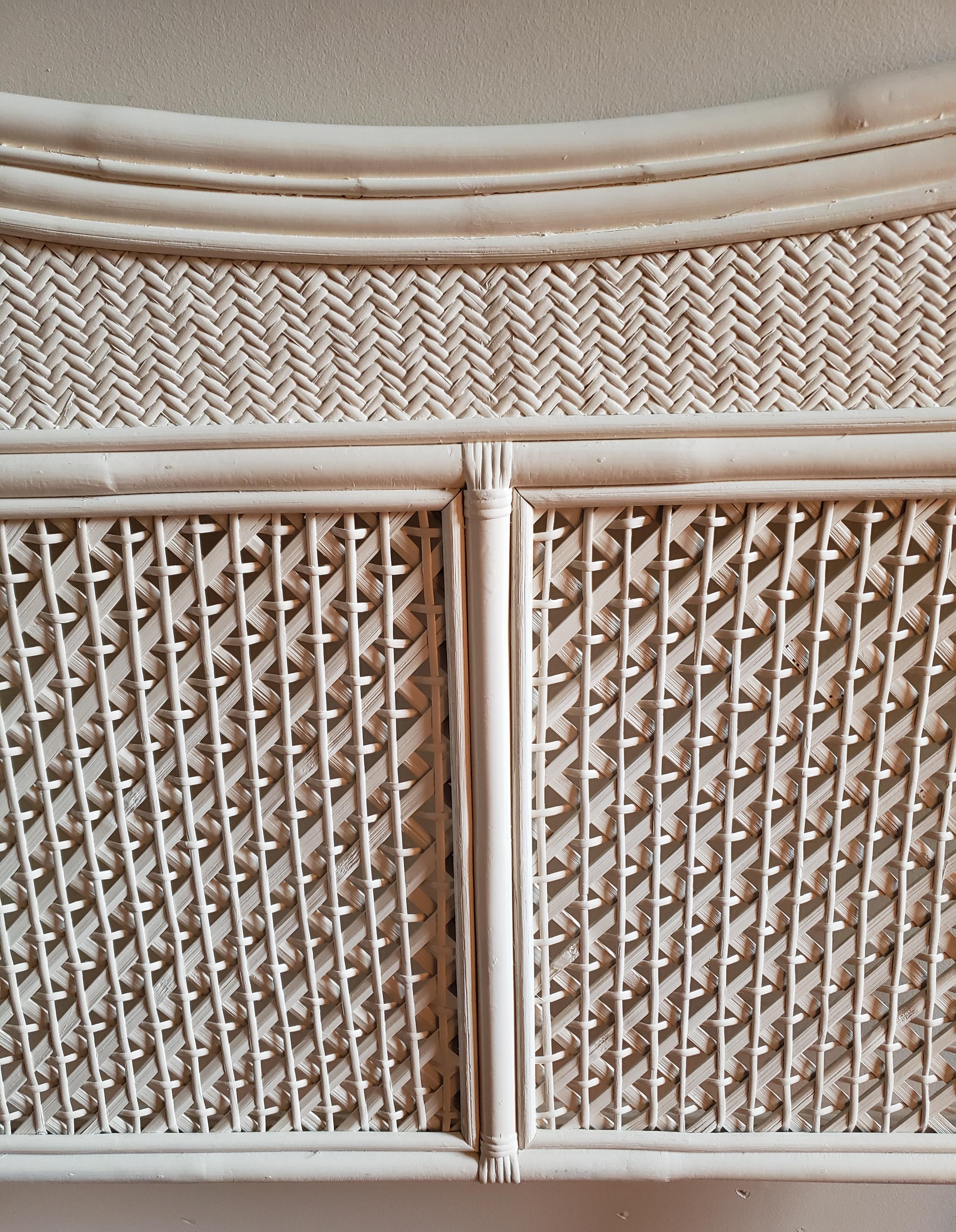 Vintage Bohemian Rattan and Wicker Twin Headboards, Circa 1970s, a Pair In Good Condition In Germantown, MD