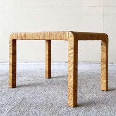 Vintage Bohemian Rattan Side Table