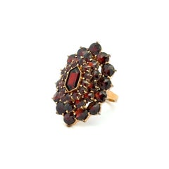 Vintage Bohemian Red Garnet Gold Dome Cluster Ring