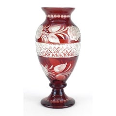 Vintage Bohemian Ruby Glass Vase, Mid-20th Century
