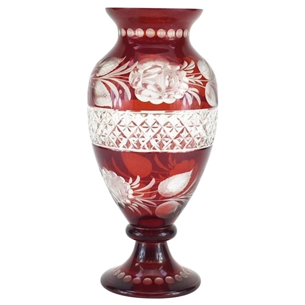 VTG 10" Mid Century Vimax Creation Red Ruby Art Glass Vase 
