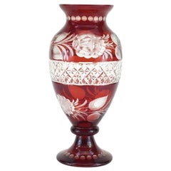 Vintage Bohemian Ruby Glass Vase, Mid-20th Century