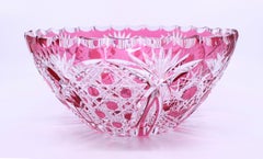 Vintage Bohemian Ruby Overlay Crystal Bowl