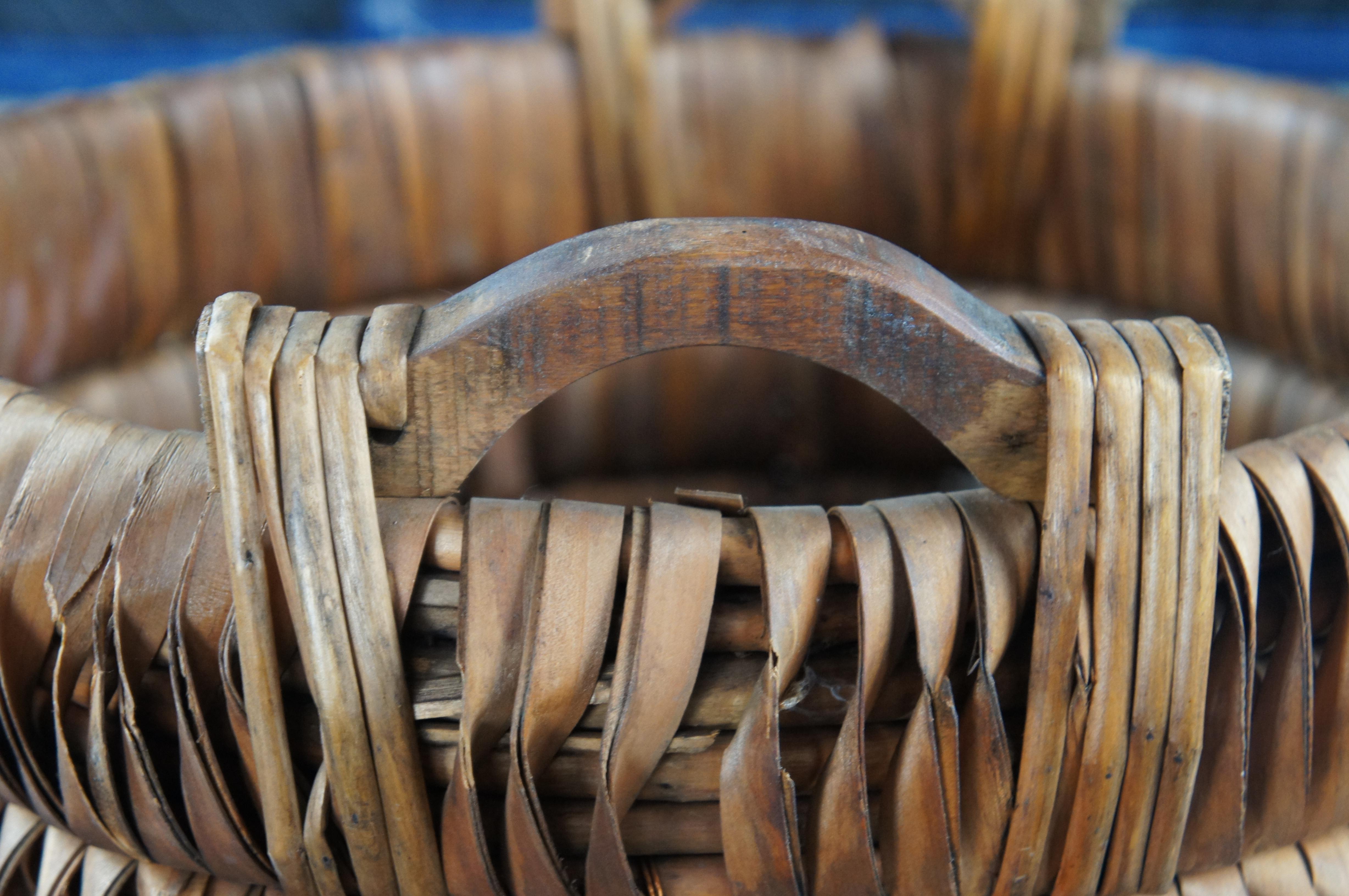 20th Century Vintage Bohemian Spit Reed Woven Gathering Storage Basket Boho Chic 15
