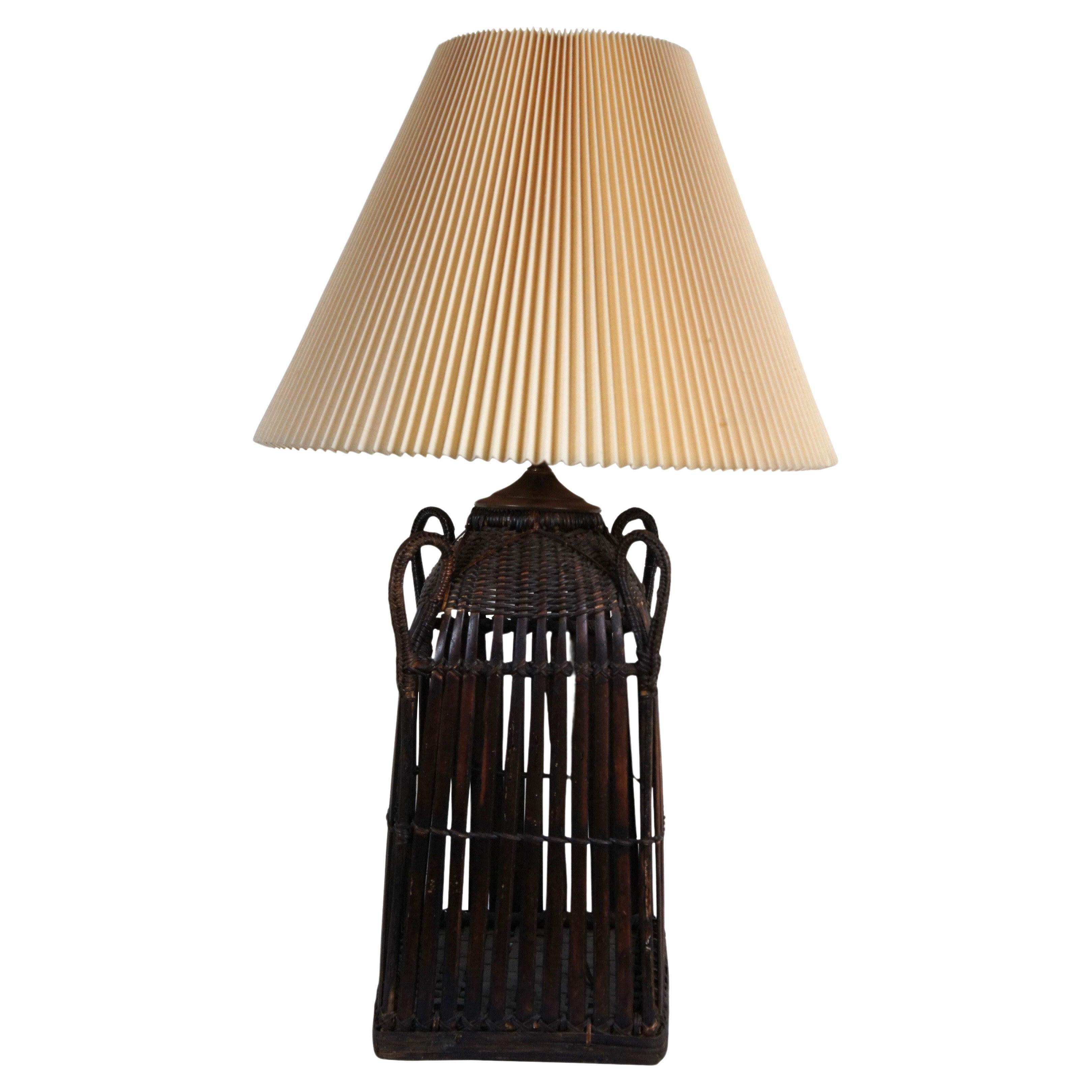 Lampe de table vintage Bohème tressée en osier et rotin 31".