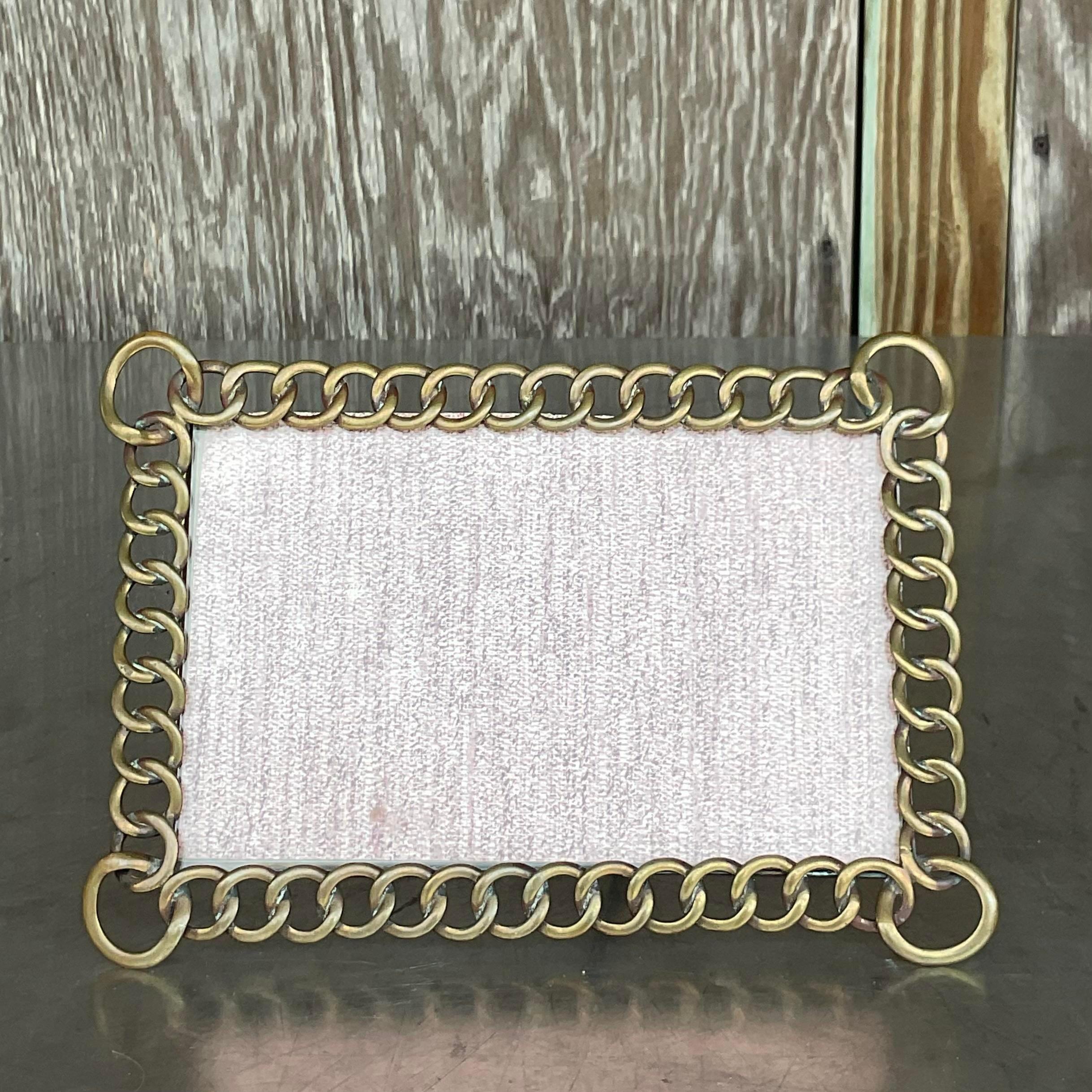 Vintage Boho 1870s Brass Ring Horizontal Frame In Good Condition For Sale In west palm beach, FL