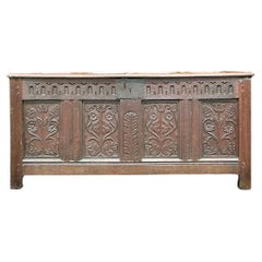 Vintage Boho 18th Century Carved Blanket Chest