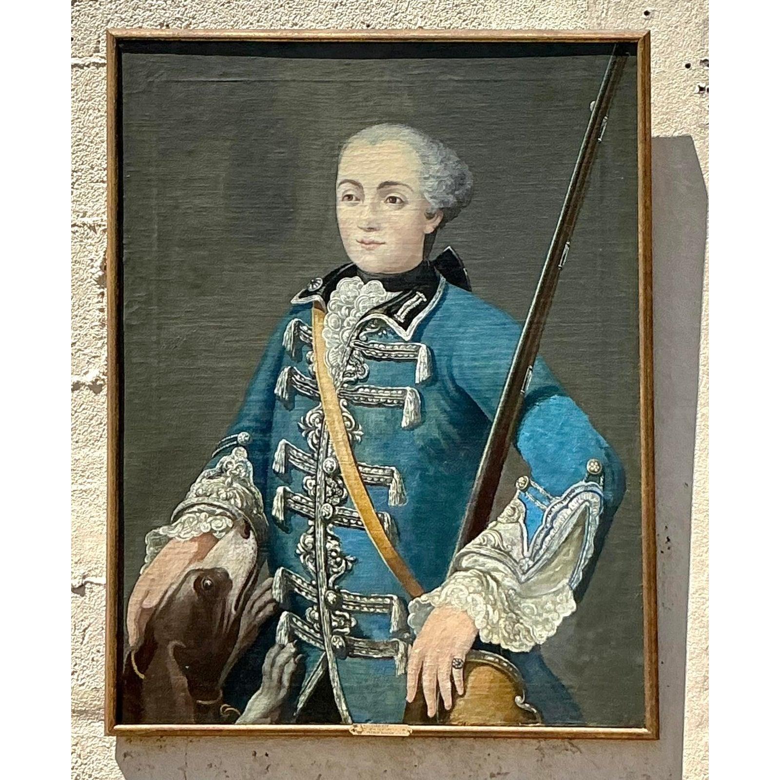 Vintage Boho 18. Jahrhundert Französisch Schule Porträt eines Gentleman (Barock) im Angebot