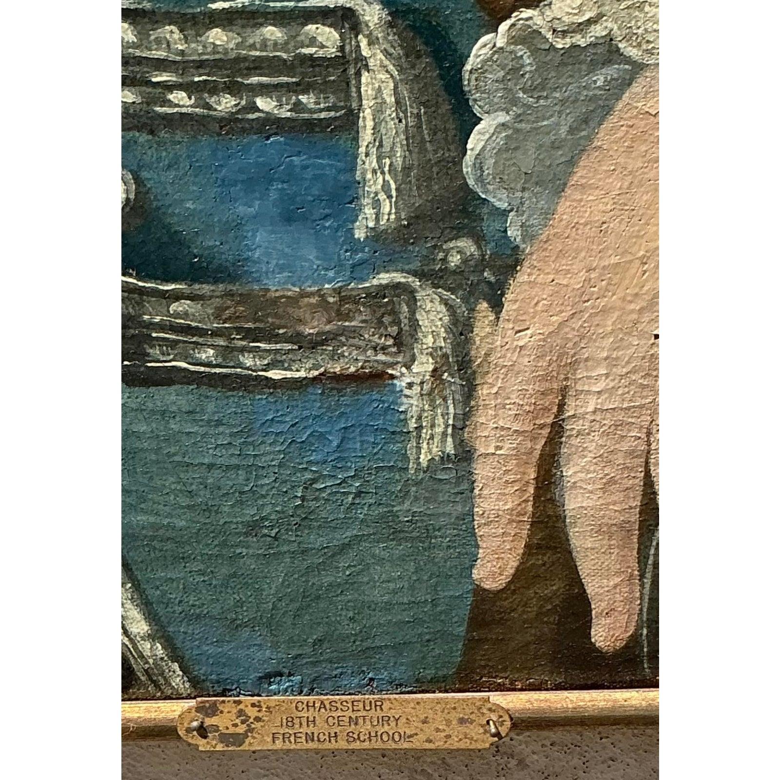 Vintage Boho 18. Jahrhundert Französisch Schule Porträt eines Gentleman im Zustand „Gut“ im Angebot in West Palm Beach, FL
