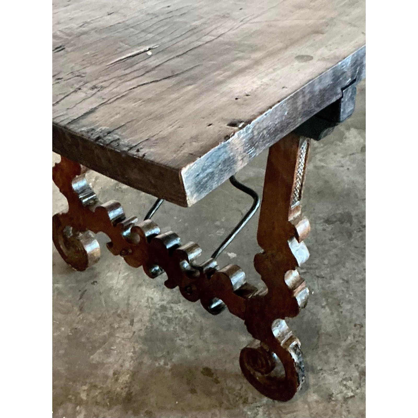 Vintage Boho 18th Century Monumental Lyre Dining Table For Sale 4