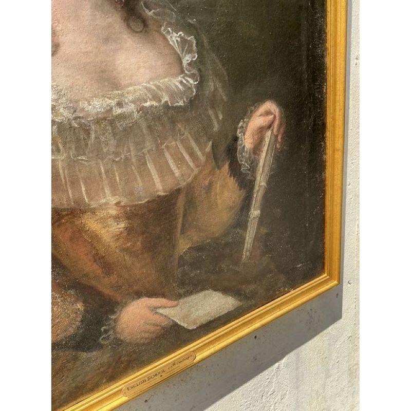 Vintage Boho, Ölporträt einer edlen Frau auf Leinwand, 18. Jahrhundert, Boho (Britisch) im Angebot