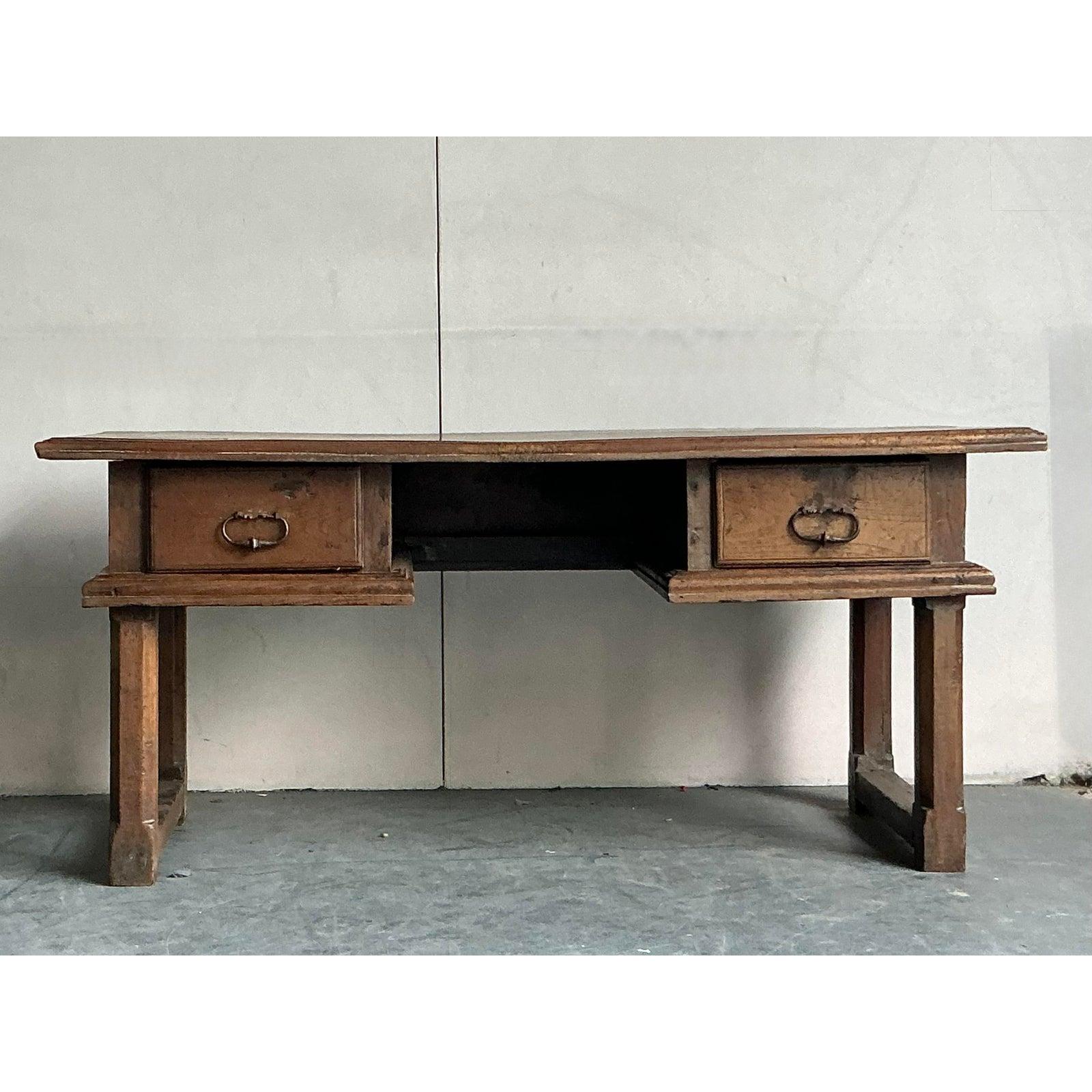Hollywood Regency Vintage Boho 18th Century Spanish Writing Desk For Sale