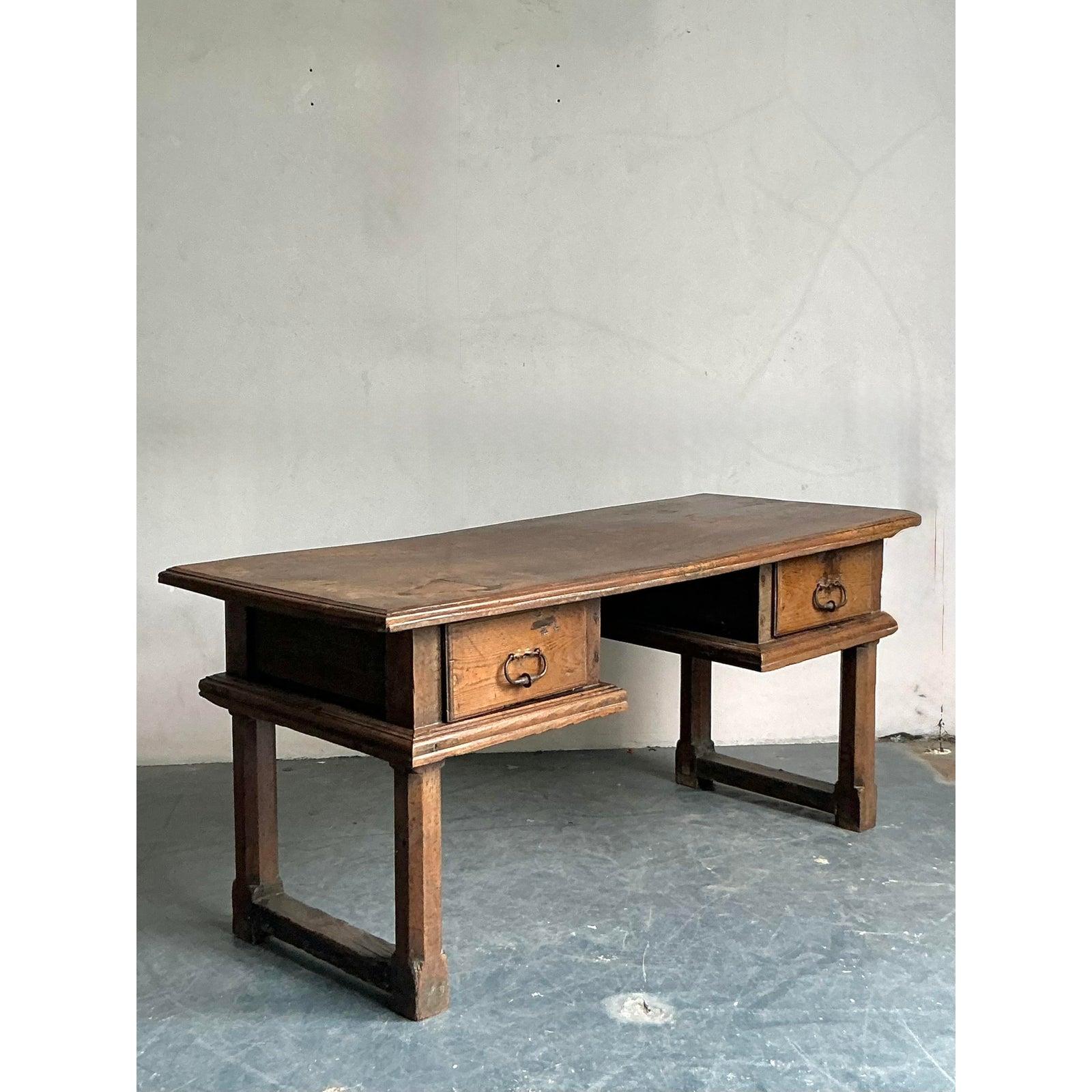 Iron Vintage Boho 18th Century Spanish Writing Desk For Sale