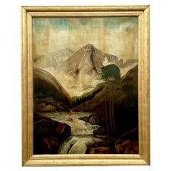Vintage Boho 1912 Original Landscape Oil Painting on Canvas