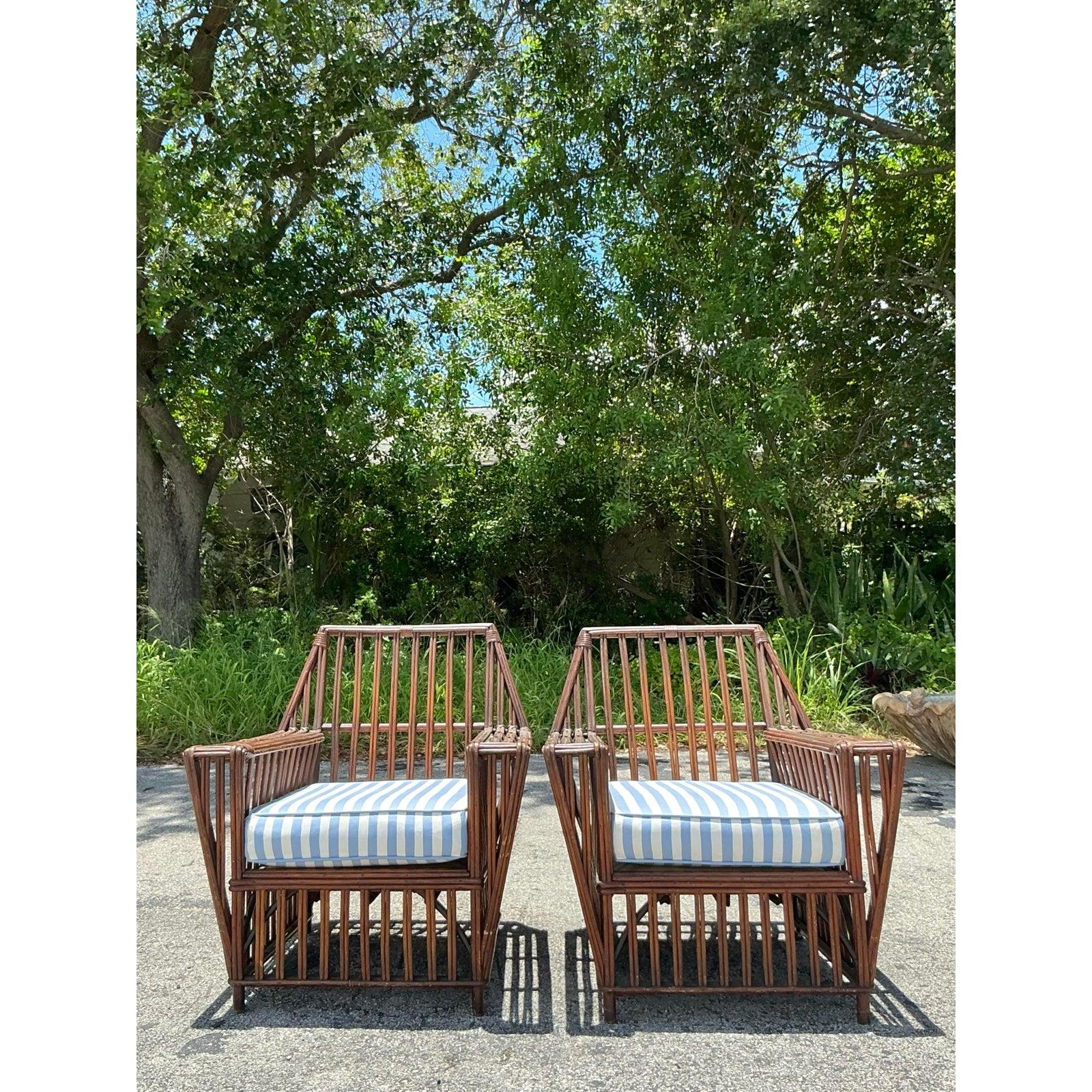 Art Déco Sedie da salotto in rattan a bastone vintage Boho anni '30 - una coppia in vendita