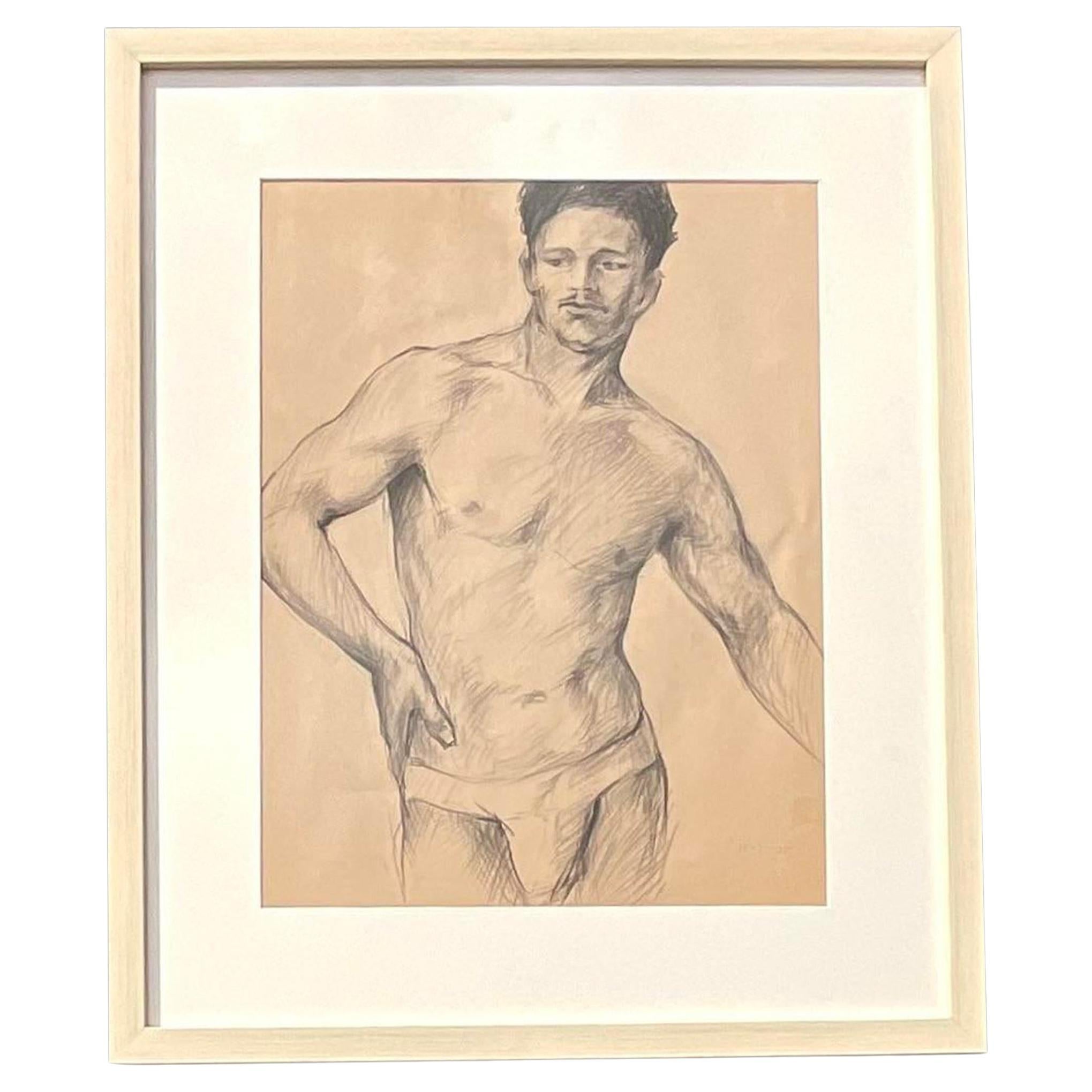 Vintage Boho 1935 Figure Sketch of Man