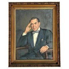 Vintage Boho 1950s Original Oil Portrait of Man