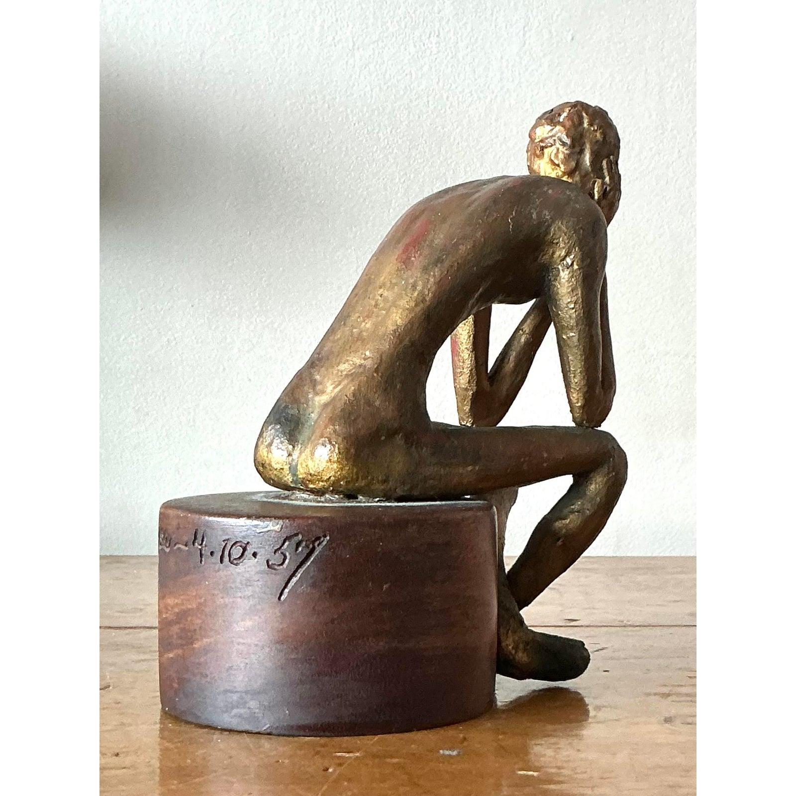 Mid-Century moderno Vintage By 1957 Scultura di uomo firmata in vendita
