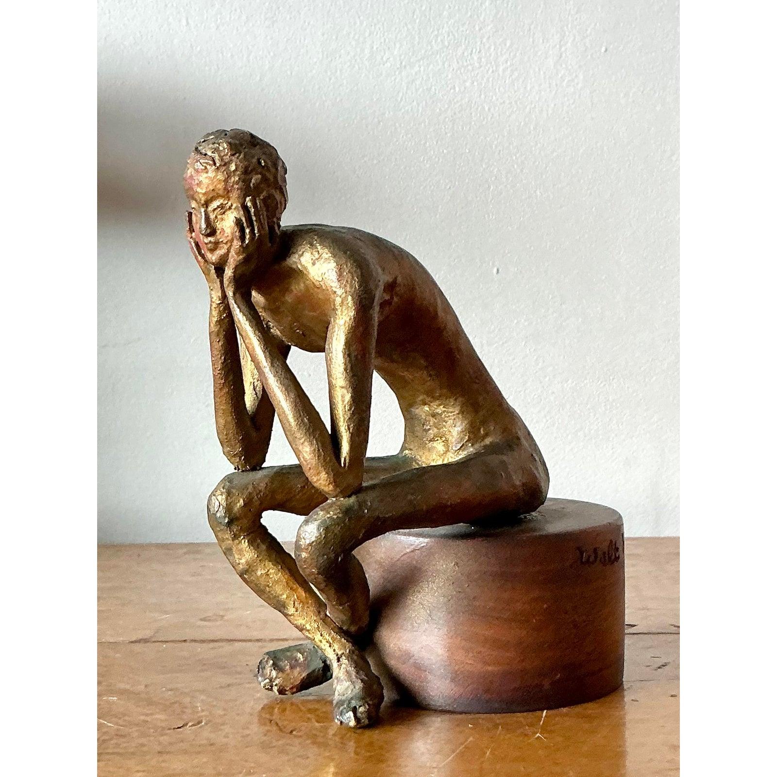 Metà XX secolo Vintage By 1957 Scultura di uomo firmata in vendita