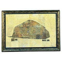 Olio su tavola in tecnica mista vintage Boho 1960