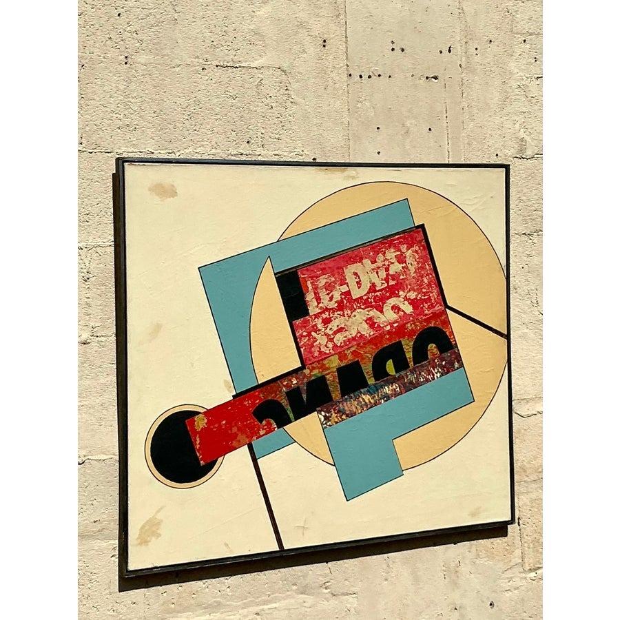 Vintage Boho Pintura al óleo en técnica mixta de los años 60 sobre lienzo en venta 4