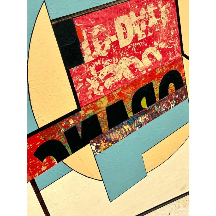 Vintage Boho Pintura al óleo en técnica mixta de los años 60 sobre lienzo Moderno de mediados de siglo en venta