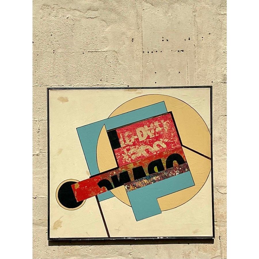 Vintage Boho Pintura al óleo en técnica mixta de los años 60 sobre lienzo Lienzo en venta
