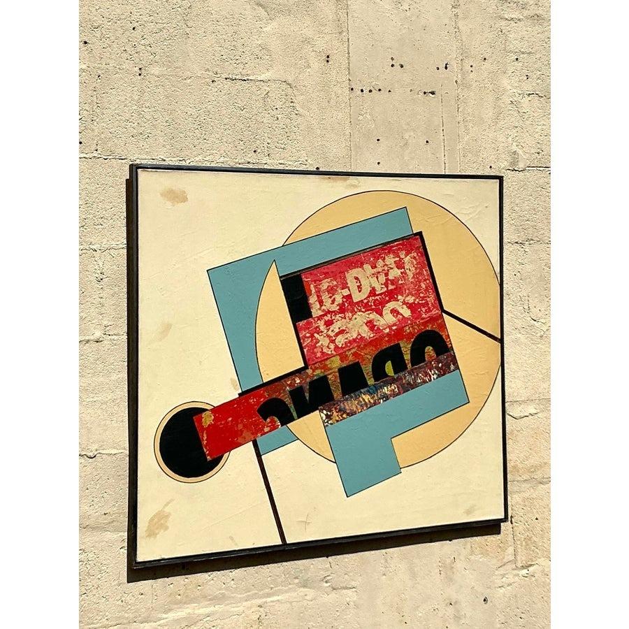 Vintage Boho Pintura al óleo en técnica mixta de los años 60 sobre lienzo en venta 2